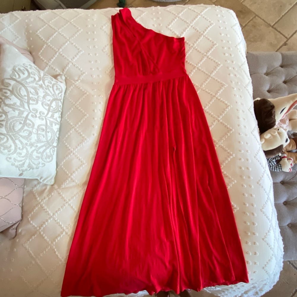 Women's One Shoulder Cutout Sleeveless Maxi Dress Side High Split